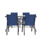 Flash Furniture Brazos 5 Piece Outdoor Patio Dining Set - Tempered Glass Patio Table, 4 Flex Comfort Stack Chairs