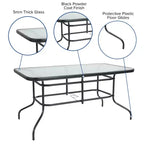 Flash Furniture Brazos 5 Piece Outdoor Patio Dining Set - Tempered Glass Patio Table, 4 Flex Comfort Stack Chairs