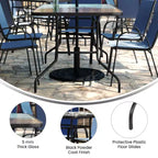 Flash Furniture Brazos 5 Piece Outdoor Patio Dining Set - Tempered Glass Patio Table, 4 Flex Comfort Stack Chairs