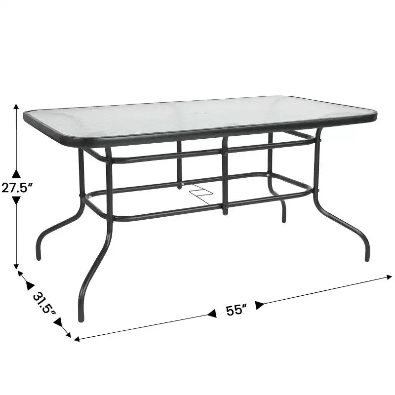 Flash Furniture Brazos 5 Piece Outdoor Patio Dining Set - Tempered Glass Patio Table, 4 Flex Comfort Stack Chairs