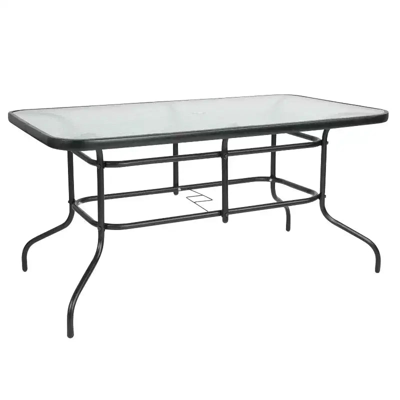 Flash Furniture Brazos 5 Piece Outdoor Patio Dining Set - Tempered Glass Patio Table, 4 Flex Comfort Stack Chairs