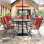 Flash Furniture Brazos 5 Piece Outdoor Patio Dining Set - Tempered Glass Patio Table, 4 Flex Comfort Stack Chairs