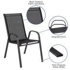Flash Furniture Brazos 5 Piece Outdoor Patio Dining Set - Tempered Glass Patio Table, 4 Flex Comfort Stack Chairs