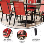 Flash Furniture Brazos 5 Piece Outdoor Patio Dining Set - Tempered Glass Patio Table, 4 Flex Comfort Stack Chairs