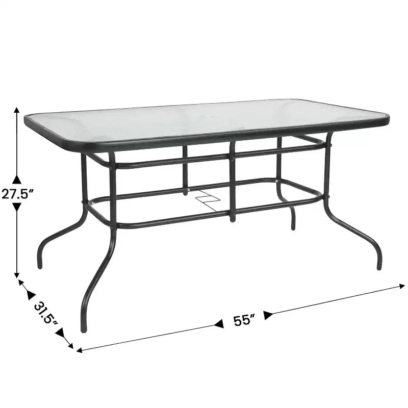 Flash Furniture Brazos 5 Piece Outdoor Patio Dining Set - Tempered Glass Patio Table, 4 Flex Comfort Stack Chairs