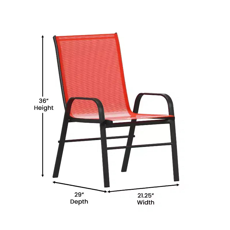 Flash Furniture Brazos 5 Piece Outdoor Patio Dining Set - Tempered Glass Patio Table, 4 Flex Comfort Stack Chairs