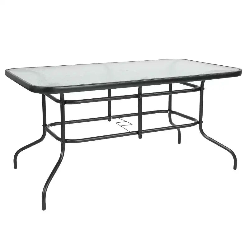 Flash Furniture Brazos 5 Piece Outdoor Patio Dining Set - Tempered Glass Patio Table, 4 Flex Comfort Stack Chairs