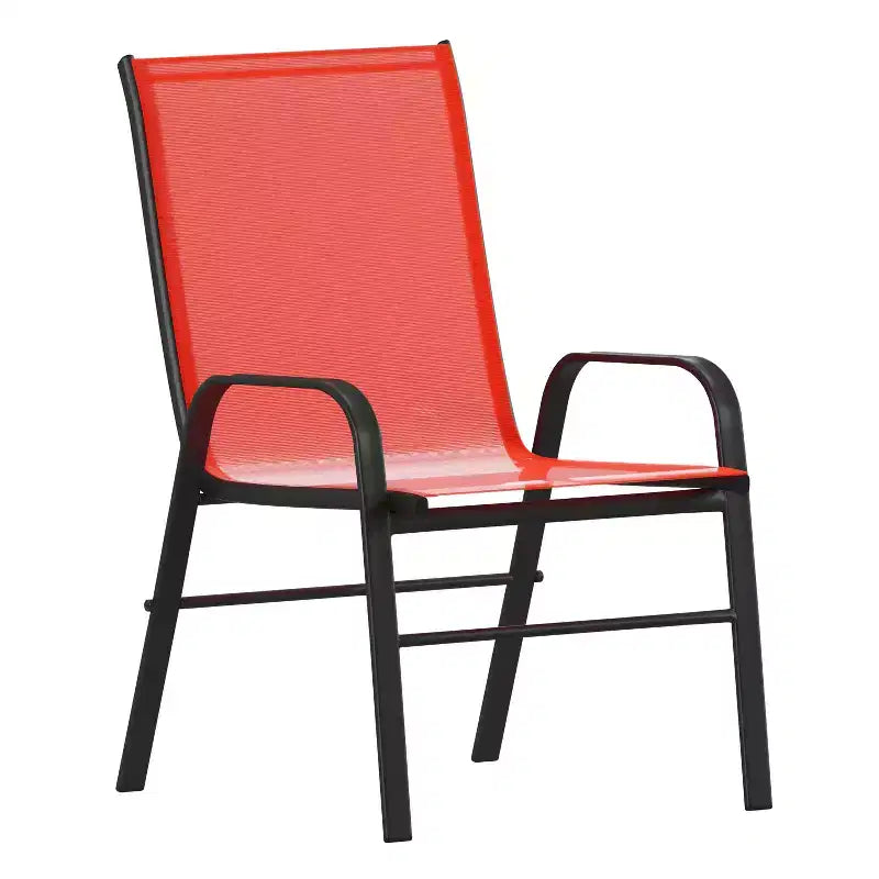 Flash Furniture Brazos 5 Piece Outdoor Patio Dining Set - Tempered Glass Patio Table, 4 Flex Comfort Stack Chairs