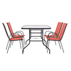 Flash Furniture Brazos 5 Piece Outdoor Patio Dining Set - Tempered Glass Patio Table, 4 Flex Comfort Stack Chairs
