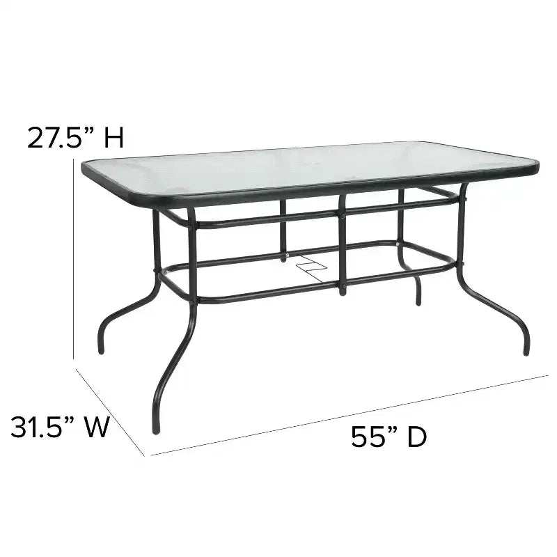 Flash Furniture Brazos 5 Piece Outdoor Patio Dining Set - Tempered Glass Patio Table, 4 Flex Comfort Stack Chairs
