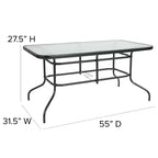 Flash Furniture Brazos 5 Piece Outdoor Patio Dining Set - Tempered Glass Patio Table, 4 Flex Comfort Stack Chairs