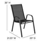 Flash Furniture Brazos 5 Piece Outdoor Patio Dining Set - Tempered Glass Patio Table, 4 Flex Comfort Stack Chairs