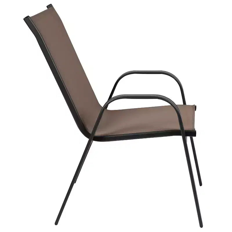 Flash Furniture Brazos 5 Piece Outdoor Patio Dining Set - Tempered Glass Patio Table, 4 Flex Comfort Stack Chairs