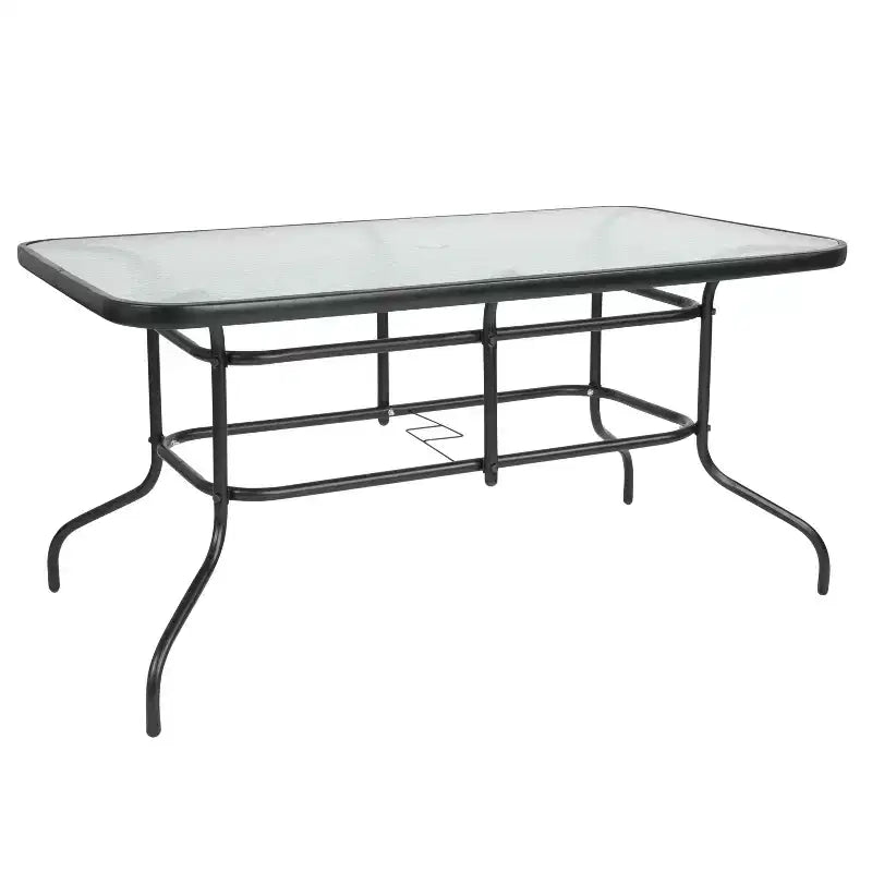 Flash Furniture Brazos 5 Piece Outdoor Patio Dining Set - Tempered Glass Patio Table, 4 Flex Comfort Stack Chairs