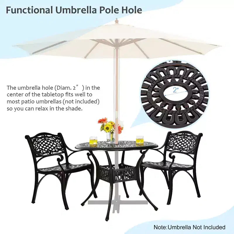 Costway 5 PCS Patio Dining Bistro Sets Cast Aluminum Round Patio Table W/Chairs