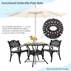 Costway 5 PCS Patio Dining Bistro Sets Cast Aluminum Round Patio Table W/Chairs