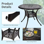 Costway 5 PCS Patio Dining Bistro Sets Cast Aluminum Round Patio Table W/Chairs