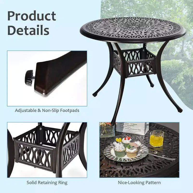 Costway 5 PCS Patio Dining Bistro Sets Cast Aluminum Round Patio Table W/Chairs