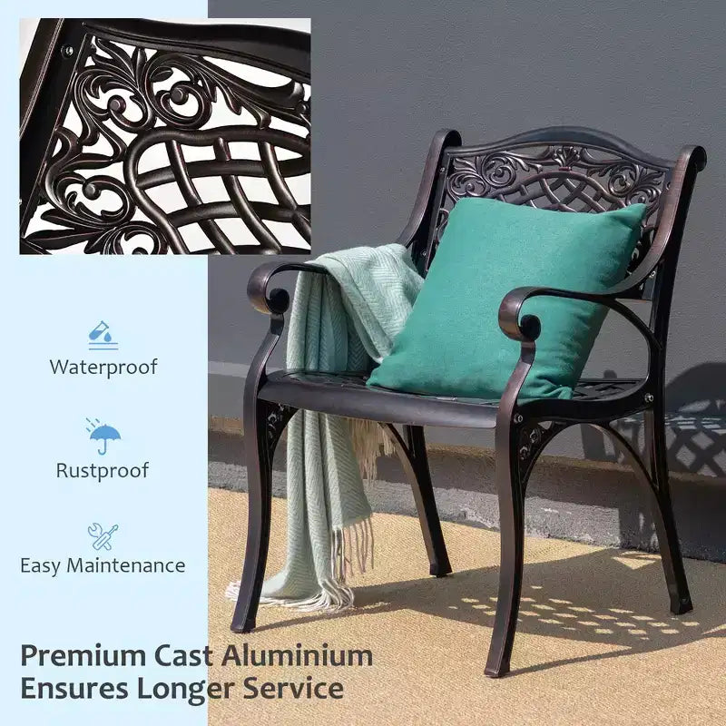 Costway 5 PCS Patio Dining Bistro Sets Cast Aluminum Round Patio Table W/Chairs