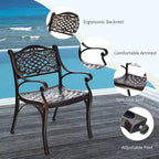 Costway 5 PCS Patio Dining Bistro Sets Cast Aluminum Round Patio Table W/Chairs