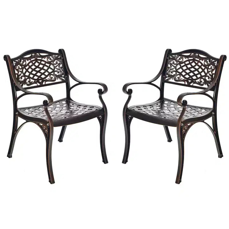 Costway 5 PCS Patio Dining Bistro Sets Cast Aluminum Round Patio Table W/Chairs