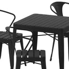 Flash Furniture All-Weather Resin Top Square Table & 4 Metal Chairs with Poly Resin Seats-Black