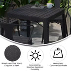 Emma and Oliver Modern 5 Piece Weather and Rust Resistant Black Steel and Polyresin Patio Set with Table & 4 Chairs Indoor and Outdoor Use