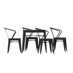 Emma and Oliver Modern 5 Piece Weather and Rust Resistant Black Steel and Polyresin Patio Set with Table & 4 Chairs Indoor and Outdoor Use
