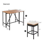5-Piece Outdoor Patio Wicker Bar Set with Foldable Acacia Wood Top with 4 Stools and 1 Table,Brown - ModernLuxe