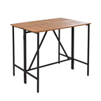 5-Piece Outdoor Patio Wicker Bar Set with Foldable Acacia Wood Top with 4 Stools and 1 Table,Brown - ModernLuxe