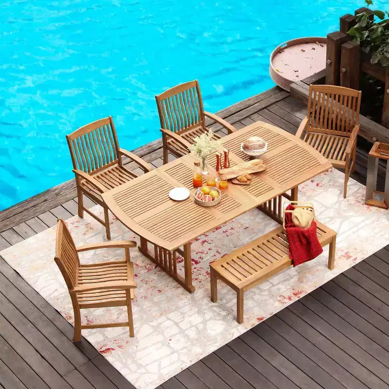 Sonoma Lane Amherst 6pc Teak Outdoor Dining Set with Cushions