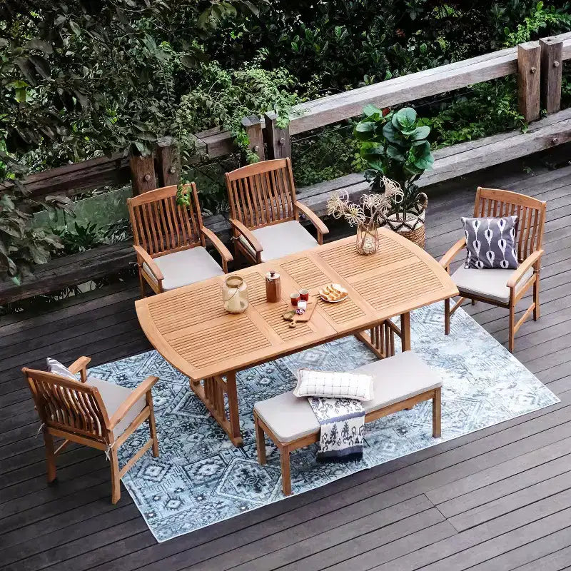 Sonoma Lane Amherst 6pc Teak Outdoor Dining Set with Cushions