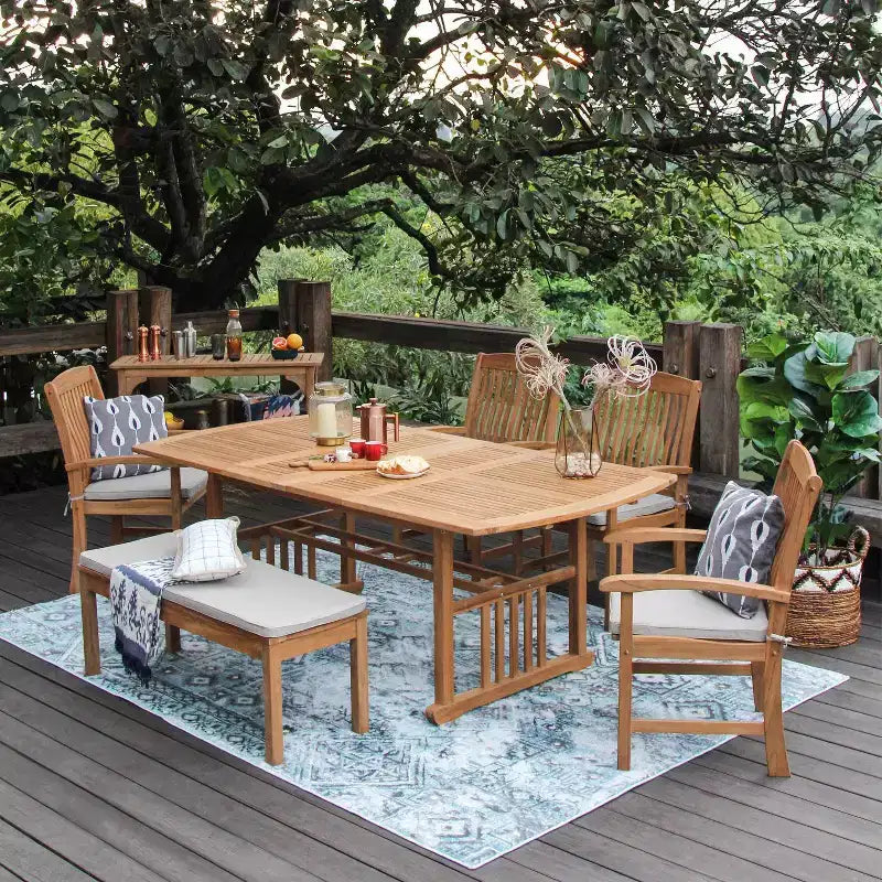 Sonoma Lane Amherst 6pc Teak Outdoor Dining Set with Cushions