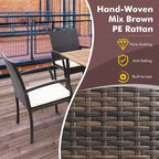 Costway 5PCS Patio Dining Set Cushion Armchairs Acacia Wood Table with Umbrella Hole