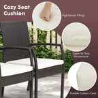 Costway 5PCS Patio Dining Set Cushion Armchairs Acacia Wood Table with Umbrella Hole