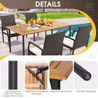 Costway 5PCS Patio Dining Set Cushion Armchairs Acacia Wood Table with Umbrella Hole