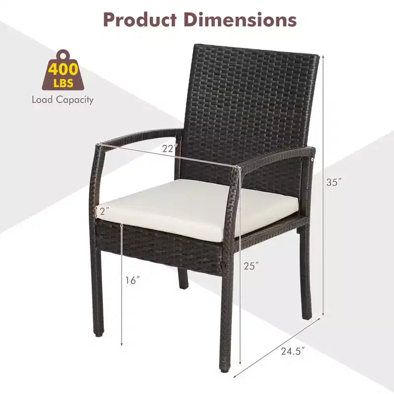 Costway 5PCS Patio Dining Set Cushion Armchairs Acacia Wood Table with Umbrella Hole