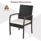 Costway 5PCS Patio Dining Set Cushion Armchairs Acacia Wood Table with Umbrella Hole