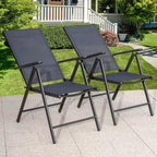 Captiva Designs 5pc Outdoor Dining Set with 7-Position Adjustable Folding Chairs & Round Metal Table with Umbrella Hole