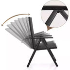 Captiva Designs 5pc Outdoor Dining Set with 7-Position Adjustable Folding Chairs & Round Metal Table with Umbrella Hole