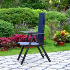 Captiva Designs 5pc Outdoor Dining Set with 7-Position Adjustable Folding Chairs & Round Metal Table with Umbrella Hole