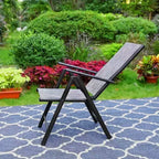 Captiva Designs 5pc Outdoor Dining Set with 7-Position Adjustable Folding Chairs & Round Metal Table with Umbrella Hole