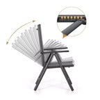 Captiva Designs 5pc Outdoor Dining Set with 7-Position Adjustable Folding Chairs & Round Metal Table with Umbrella Hole