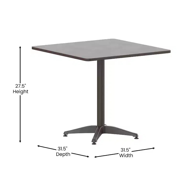 Flash Furniture Lila 31.5'' Square Aluminum Indoor-Outdoor Table Set with 4 Slat Back Chairs