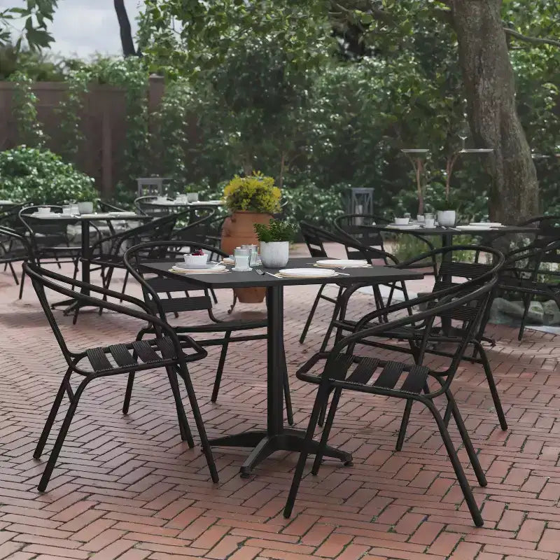 Flash Furniture Lila 31.5'' Square Aluminum Indoor-Outdoor Table Set with 4 Slat Back Chairs