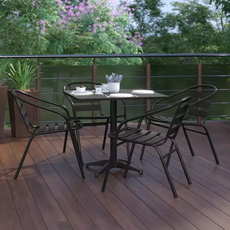 Flash Furniture Lila 31.5'' Square Aluminum Indoor-Outdoor Table Set with 4 Slat Back Chairs