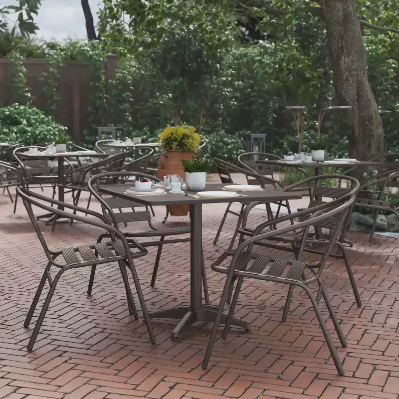 Flash Furniture Lila 31.5'' Square Aluminum Indoor-Outdoor Table Set with 4 Slat Back Chairs