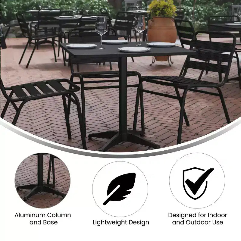 Flash Furniture Lila 31.5'' Square Aluminum Indoor-Outdoor Table Set with 4 Slat Back Chairs