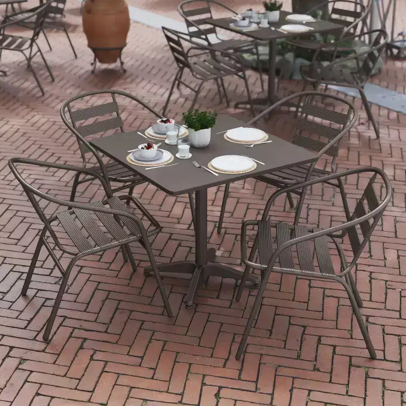 Flash Furniture Lila 31.5'' Square Aluminum Indoor-Outdoor Table Set with 4 Slat Back Chairs