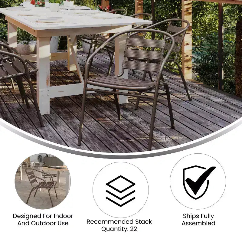 Flash Furniture Lila 31.5'' Square Aluminum Indoor-Outdoor Table Set with 4 Slat Back Chairs